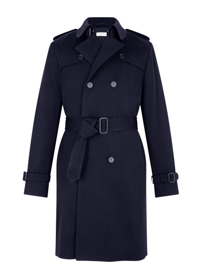 Men's blue, navy blue organic cotton trench coat Fursac - M3EIKA-GM06-D030