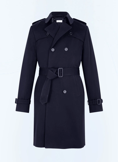 Men's blue, navy blue organic cotton trench coat Fursac - M3EIKA-GM06-D030