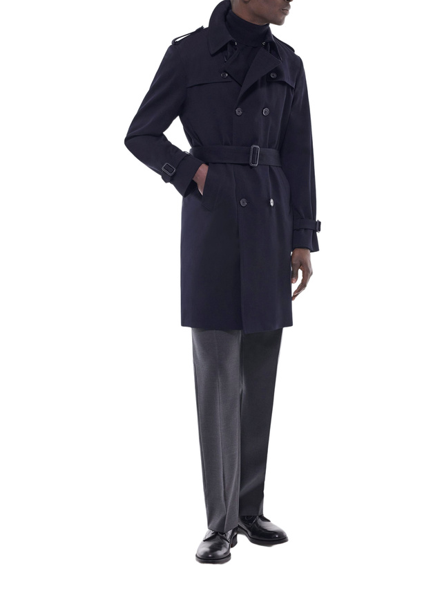 Men's trench coat navy blue organic cotton Fursac - M3EIKA-GM06-D030