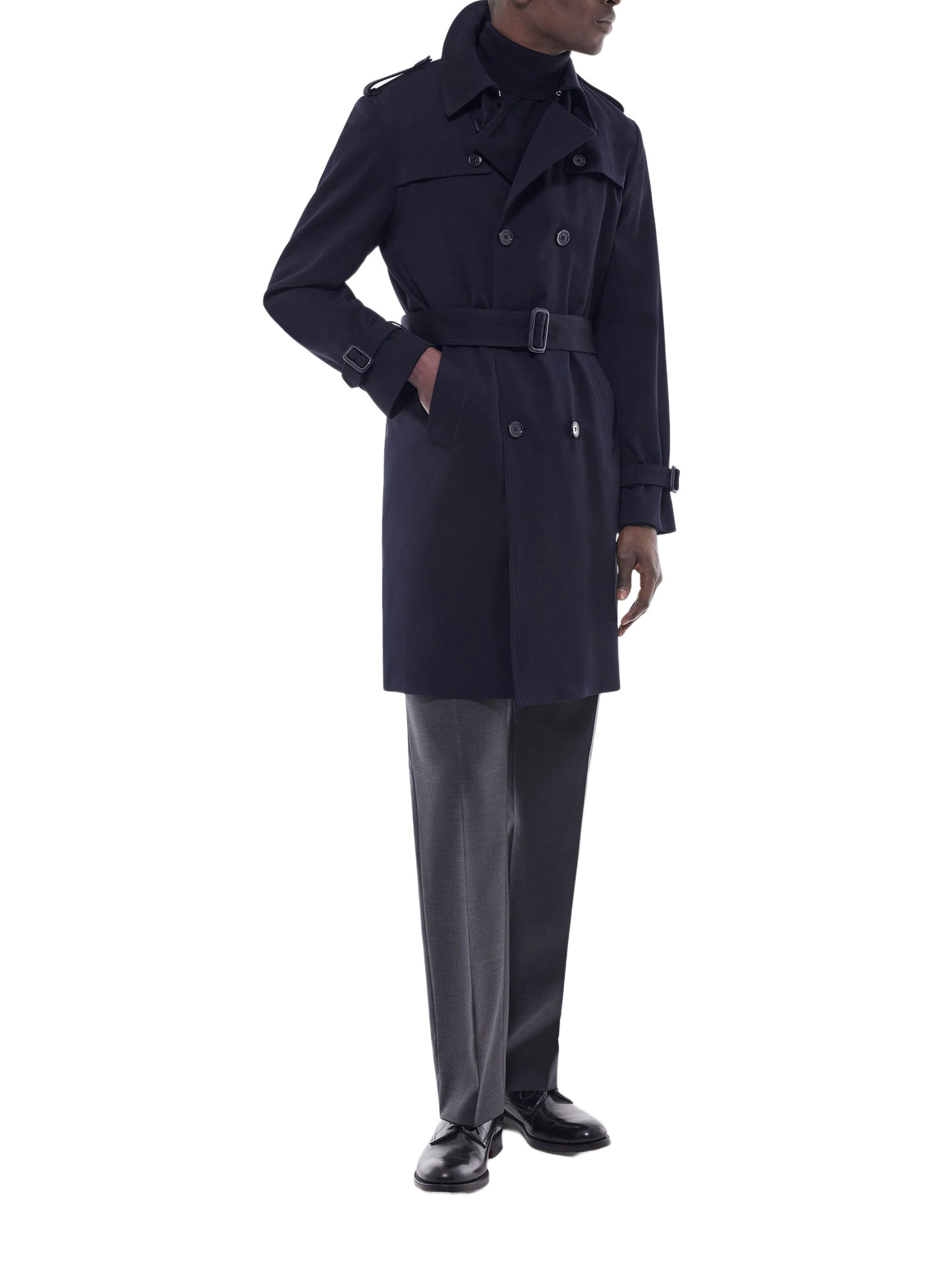 Men's trench coat navy blue organic cotton Fursac - M3EIKA-GM06-D030