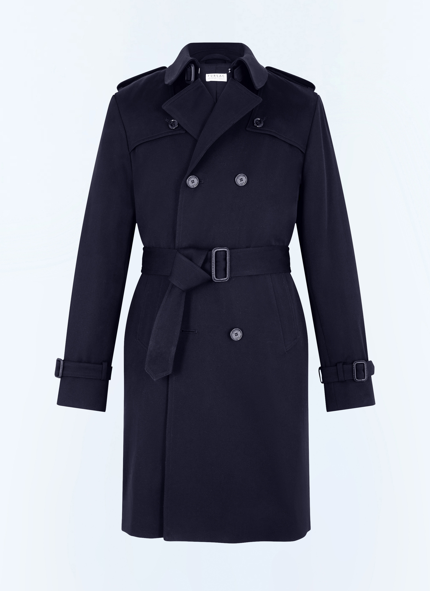 Men's blue, navy blue organic cotton trench coat Fursac - M3EIKA-GM06-D030