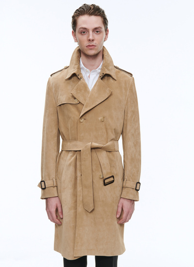 Trench homme beige cuir de vachette Fursac - M3BIKY-BL01-08