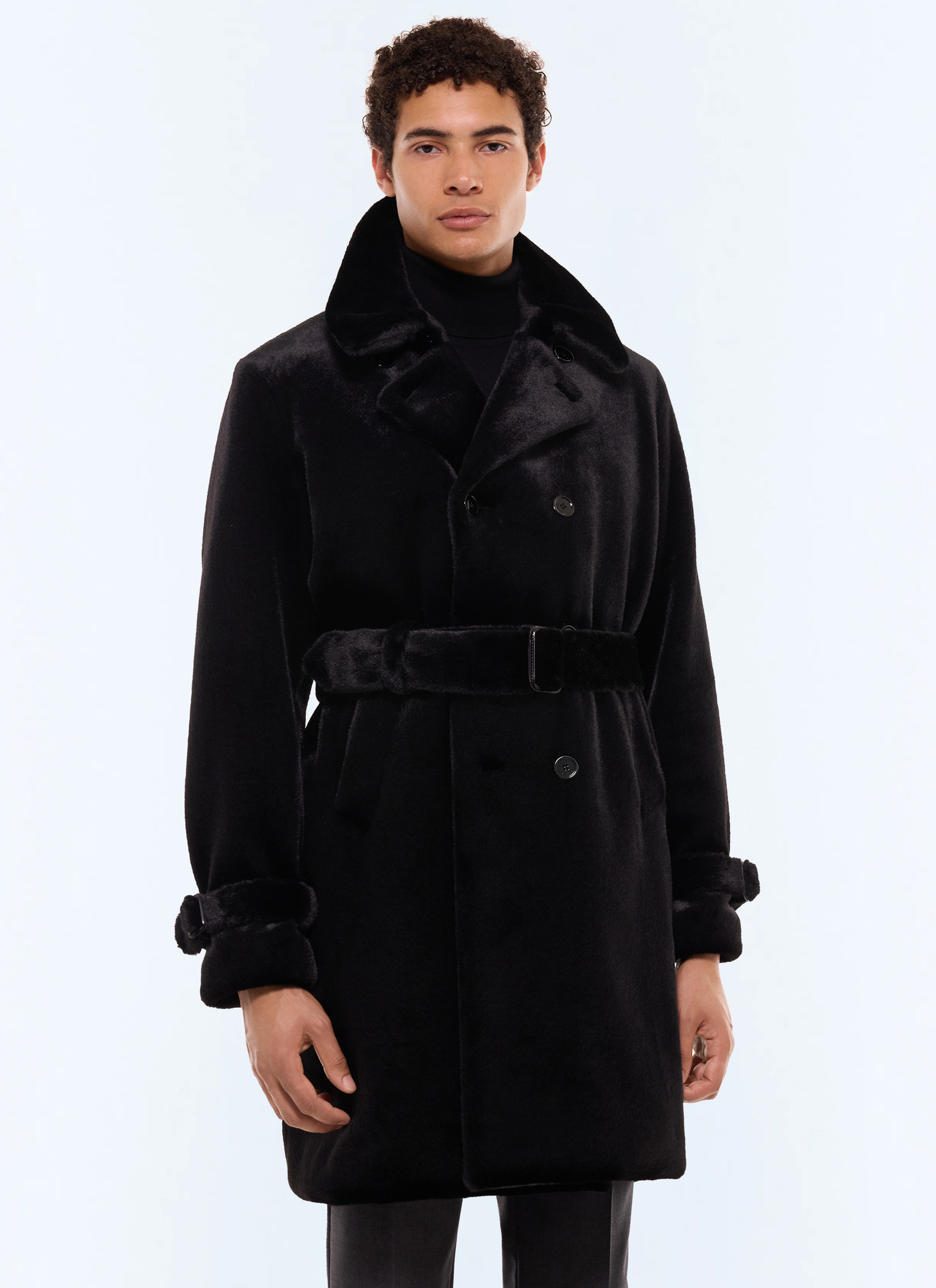 Trench homme noir fausse fourrure Fursac - M3GIKY-GM17-B020