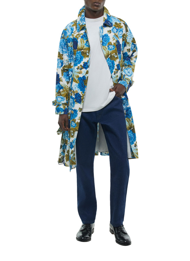 Trench motif floral bleu homme Fursac - M3BIMA-FX12-L002