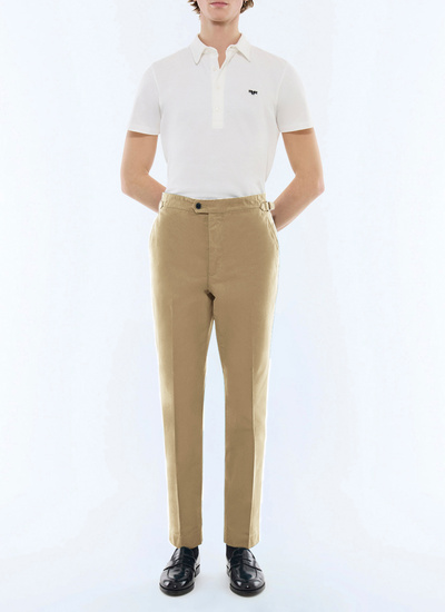 Men's trousers beige cotton canvas Fursac - P3FROP-FP03-A008