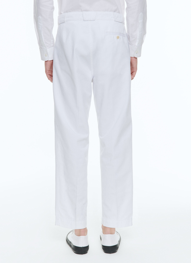 Men's white, ecru cotton gabardine trousers Fursac - 23EP3BCNO-VP14/01