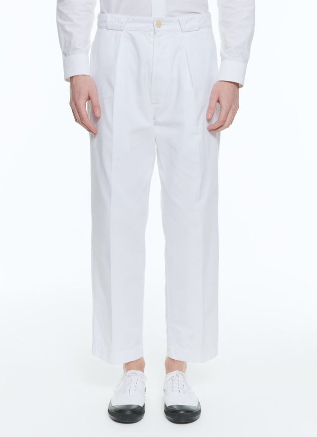 Men's trousers white cotton gabardine Fursac - P3BCNO-VP14-01