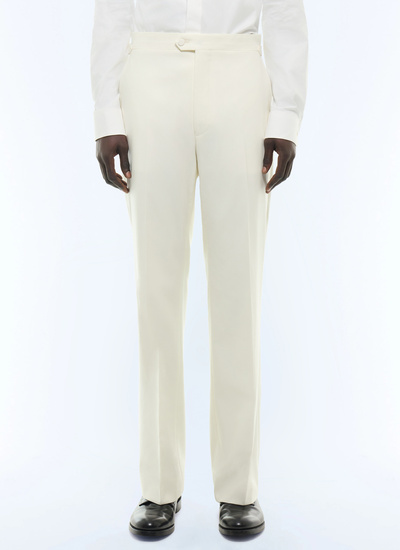 Men's trousers ecru main fabric: 100% virgin woolwaistband lining: 58% polyester, 42% cottonleg lining: 100% cottonpocket lining: 58% polyester, 42% cotton Fursac - P3LUKY-GV48-A002