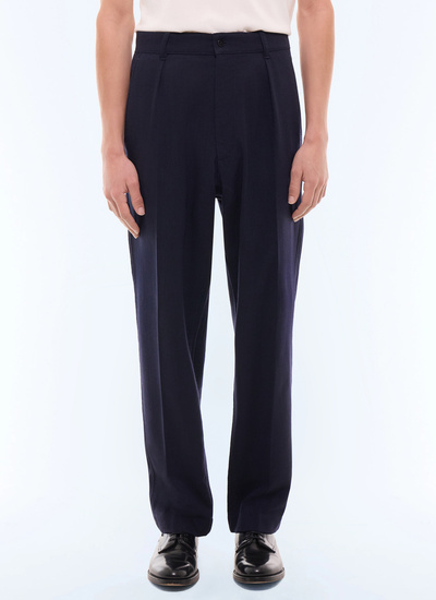 Men's trousers navy main fabric: 88% virgin wool, 12% polyamidelining: 90% polyester, 10% cotton Fursac - P3LOGR-LX01-D030