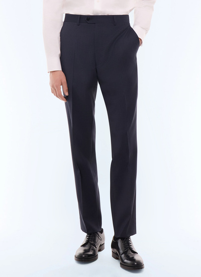 Men's trousers navy main fabric: 100% virgin woolwaistband lining: 65% polyester, 35% cottonleg lining: 100% polyesterpocket lining: 65% polyester, 35% cotton Fursac - P3LOXA-LC05-D030
