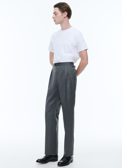 Men's trousers ash grey virgin wool twill Fursac - P3DOHA-VP04-B024