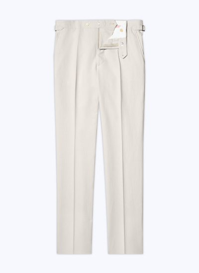 Men's beige, ecru cotton and linen canvas trousers Fursac - P3AXIN-DX03-A005