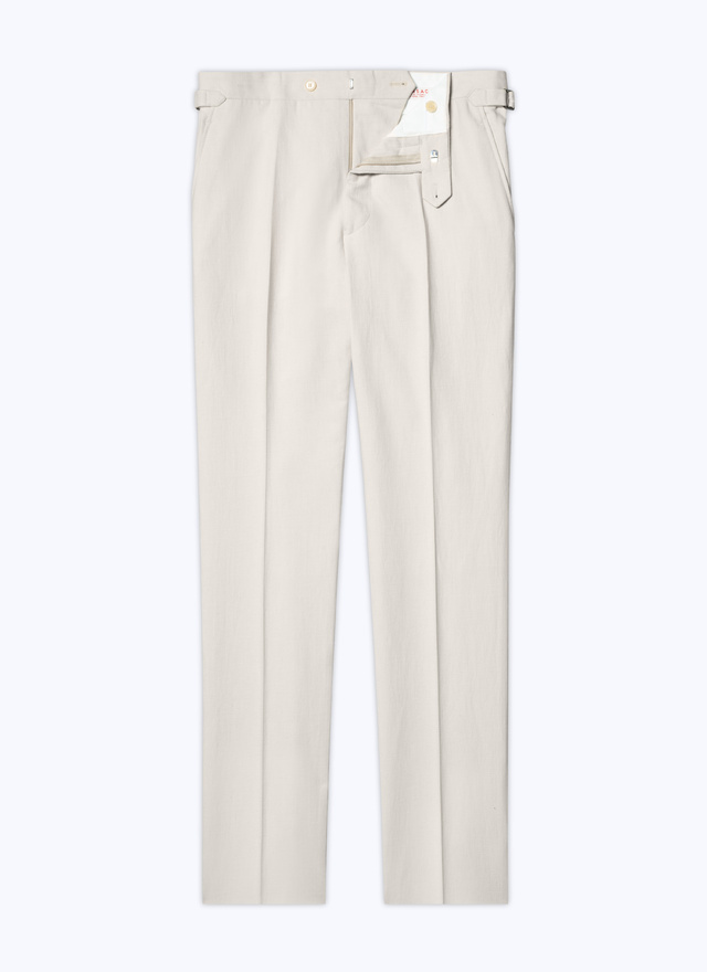 Men's beige, ecru cotton and linen canvas trousers Fursac - P3AXIN-DX03-A005