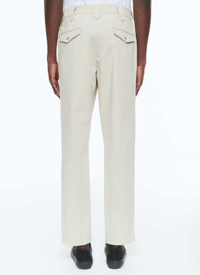Men's beige, ecru cotton satin trousers Fursac - P3BAMM-BX11-06