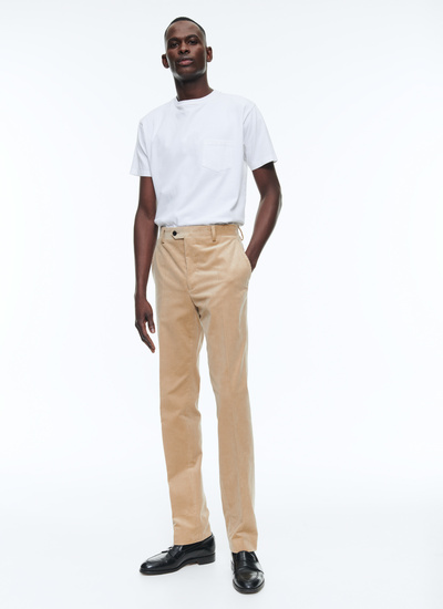Men's trousers beige velvet Fursac - P3BATE-CP60-A010