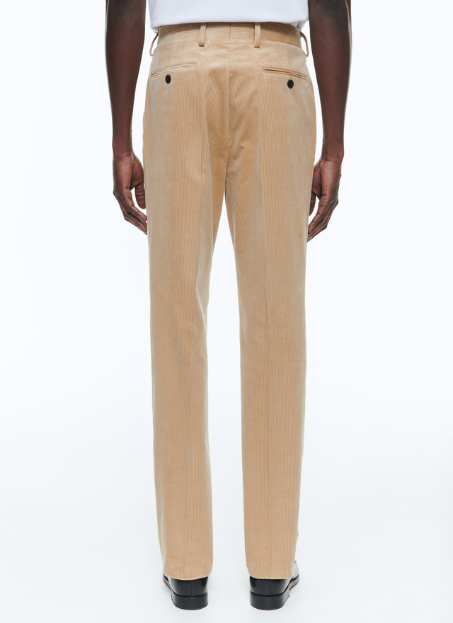 Men's beige, ecru velvet trousers Fursac - P3BATE-CP60-A010