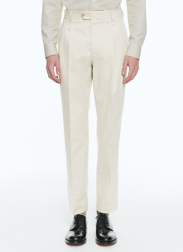 Neutral Pleated cottongabardine trousers  Brunello Cucinelli   MATCHESFASHION US