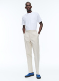 Cotton and linen elasticated trousers - P3CVOK-DX03-A005