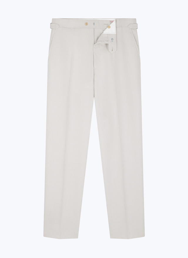 Men's beige, ecru virgin wool serge trousers Fursac - P3EXIN-EP05-A008