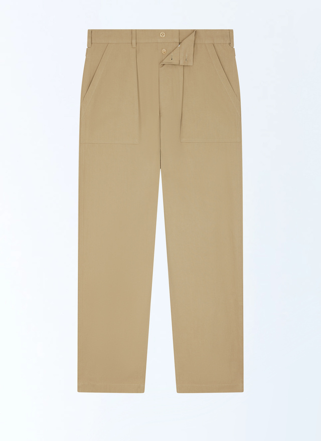 Men's beige, ecru cotton serge trousers Fursac - P3FAGO-FP03-A008