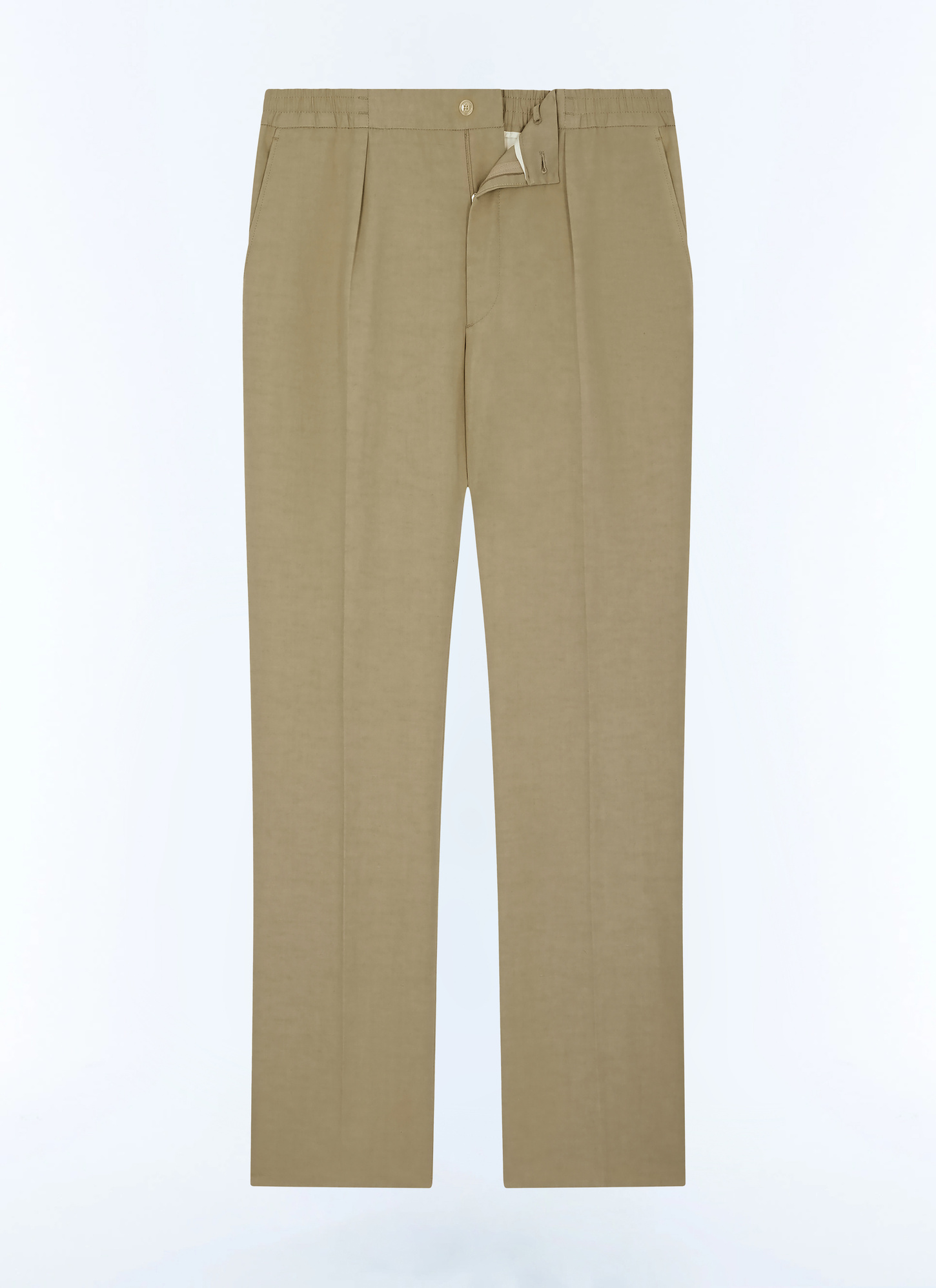 Men's beige, ecru cotton and linen canvas trousers Fursac - P3FVOK-FP18-A008