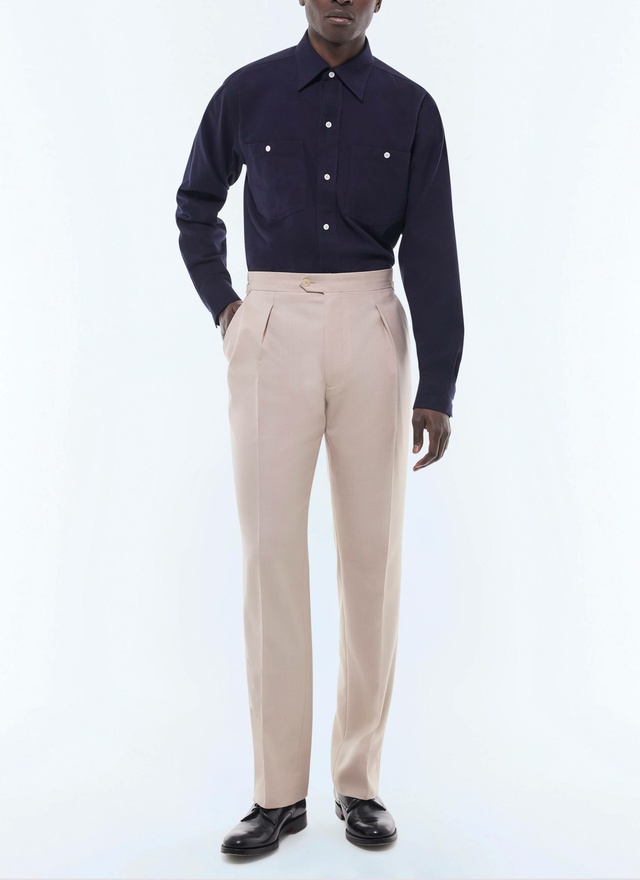 Men's trousers beige virgin wool serge Fursac - P3GOHA-EP05-A008