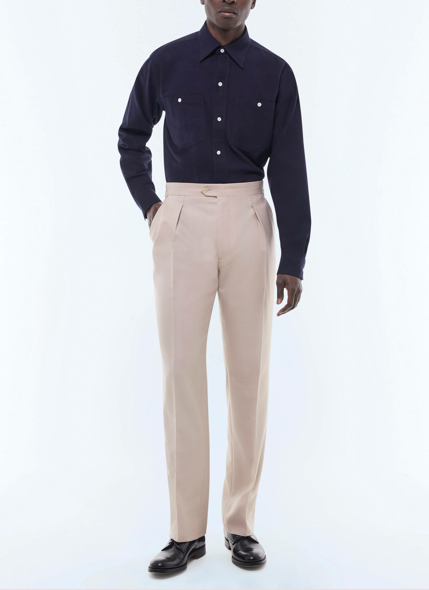 Men's trousers beige virgin wool serge Fursac - P3GOHA-EP05-A008
