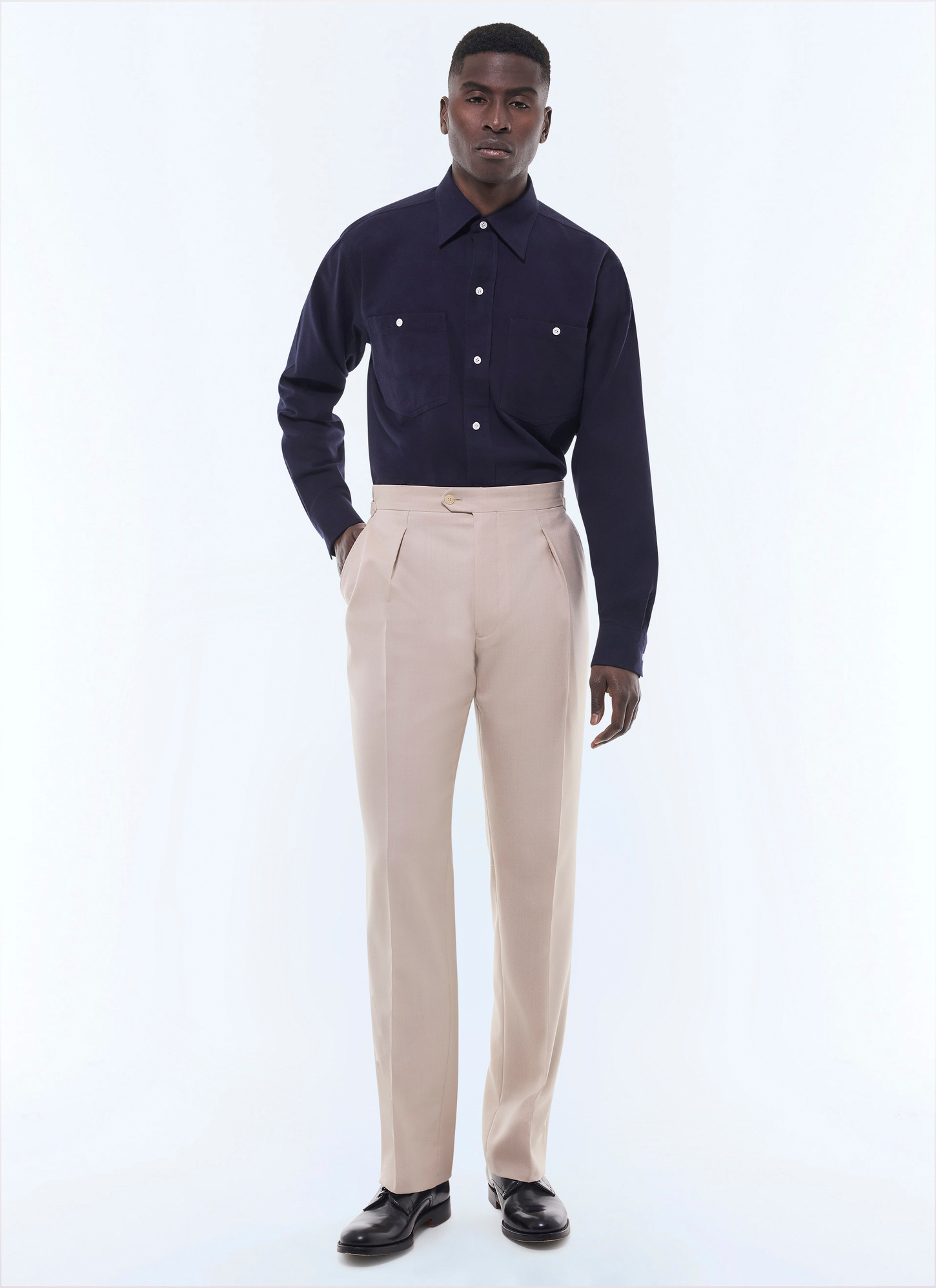 Men's trousers beige virgin wool serge Fursac - P3GOHA-EP05-A008