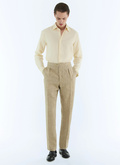 Fitted herringbone linen pants - P3FASA-FX07-A008