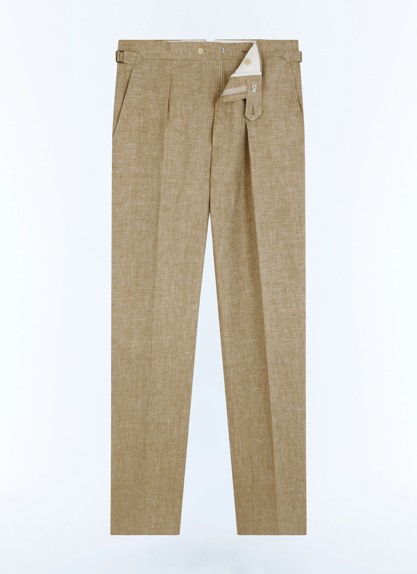 Men's beige - tone on tone herringbone trousers Fursac - P3FASA-FX07-A008