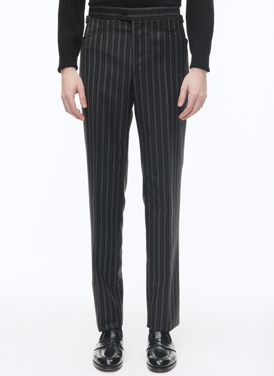 Men's trousers black virgin wool Fursac - P3VEKO-CP07-B020