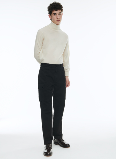 Men's trousers black cotton gabardine Fursac - P3CALI-CP54-B020