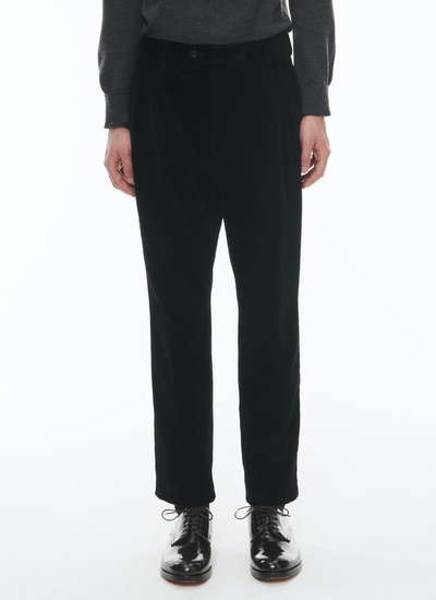 Men's trousers black corduroy Fursac - P3CATI-CX47-B020