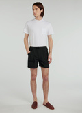 Black cotton seersucker shorts - P3VAJO-VX02-20