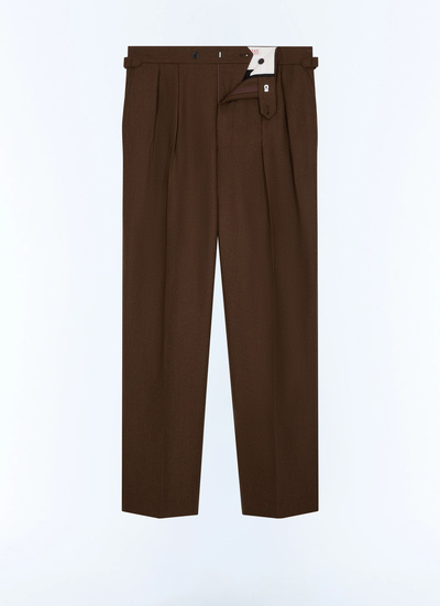 Men's brown main fabric: 100% virgin woolwaistband lining: 58% cotton, 42% polyesterleg lining: 100% polyesterpocket lining: 58% cotton, 42% polyester trousers Fursac - P3GARG-LC17-G018