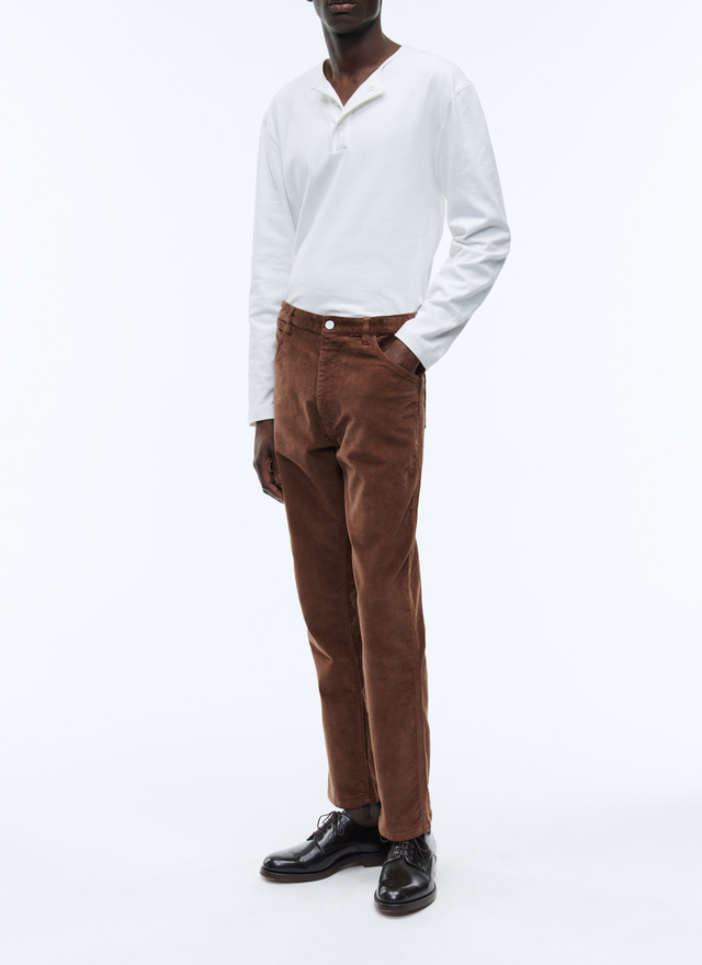 Men's trousers brown corduroy Fursac - P3VLAP-TP22-18