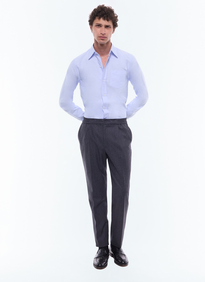 Men's trousers charcoal grey certified virgin wool flannel Fursac - P3CVOK-EC29-B022