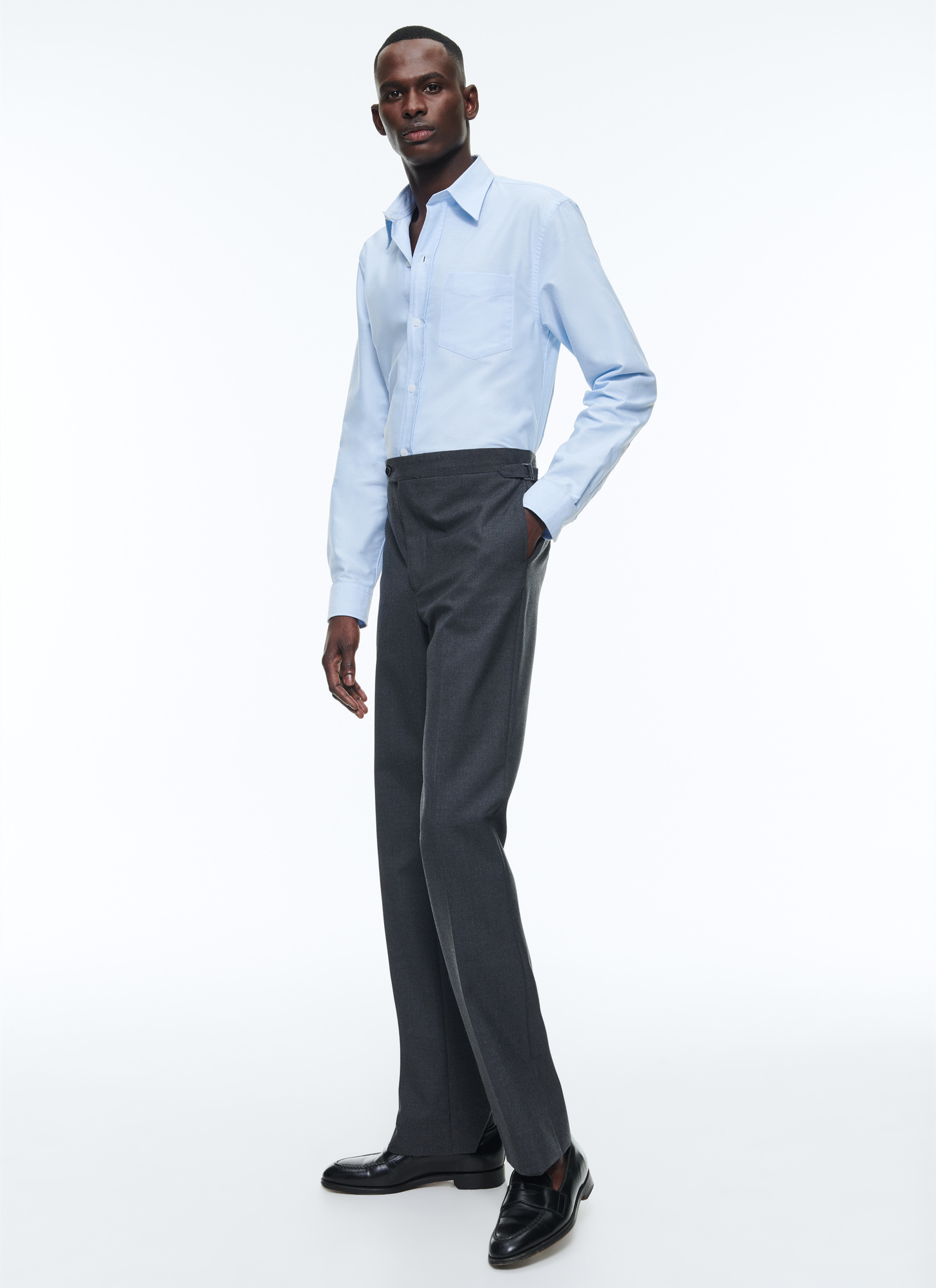 Men's trousers charcoal grey virgin wool canvas Fursac - P3DOTT-AV06-B024