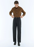 Pleated wide-leg wool canvas pants - P3FROG-FX04-B021