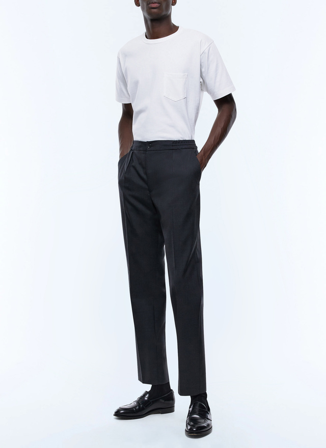 Men's trousers dark grey certified virgin wool canvas Fursac - P3CVOK-BV01-B022