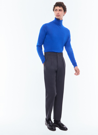 Men's trousers dark grey certified virgin wool canvas Fursac - P3EDDO-BV01-B022
