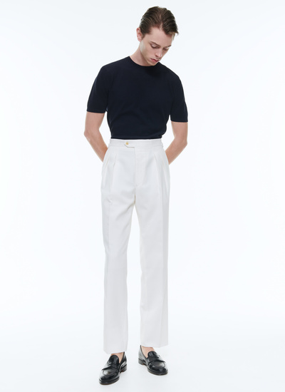 Men's trousers ecru virgin wool and cotton twill Fursac - P3DOHA-DP01-A002