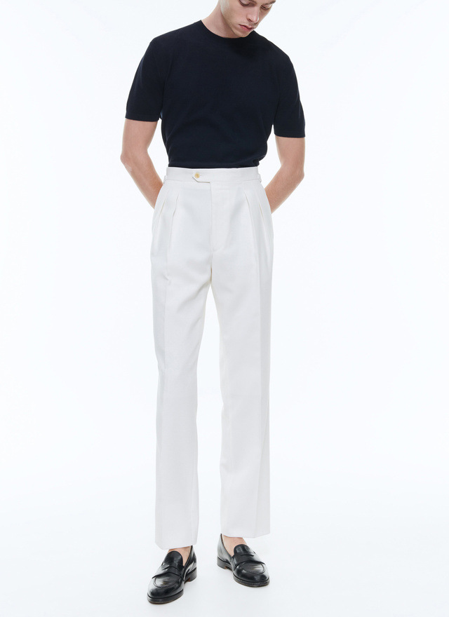 Men's trousers ecru virgin wool and cotton twill Fursac - P3DOHA-DP01-A002