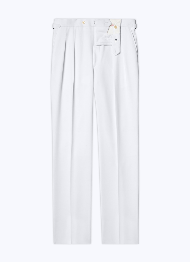 Men's white, ecru virgin wool and cotton twill trousers Fursac - P3DOHA-DP01-A002
