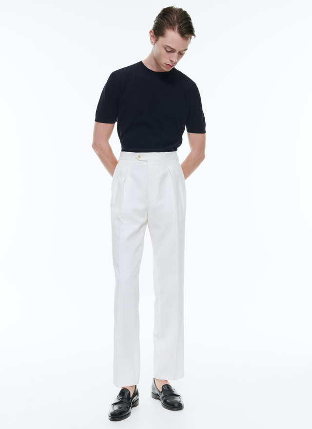 Men's trousers ecru virgin wool and cotton twill Fursac - P3DOHA-DP01-A002