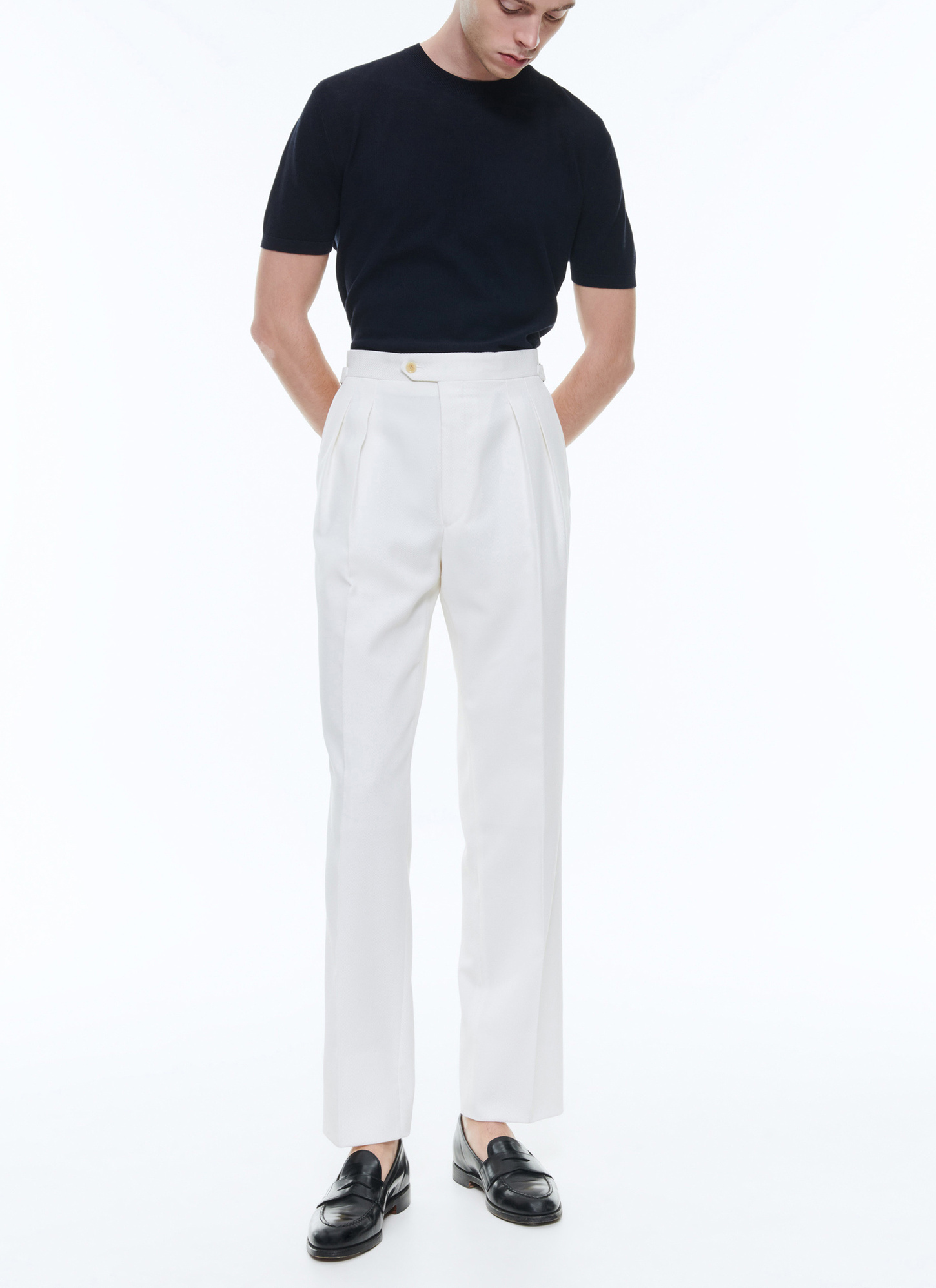 Men's trousers ecru virgin wool and cotton twill Fursac - P3DOHA-DP01-A002