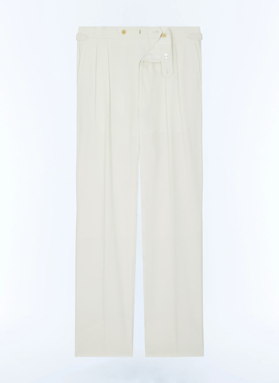 Men's white, ecru virgin wool and cotton twill trousers Fursac - P3FEMO-DP01-A002