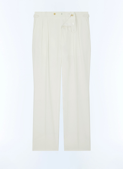 Men's white, ecru virgin wool and cotton twill trousers Fursac - P3FEMO-DP01-A002