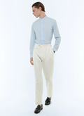 Pleated straight-leg twill pants - P3FEMO-DP01-A002