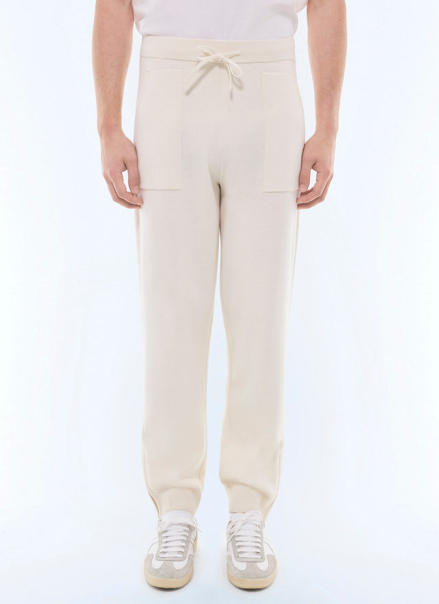 Men's trousers ecru wool and cotton knit Fursac - P3GING-GA18-A002